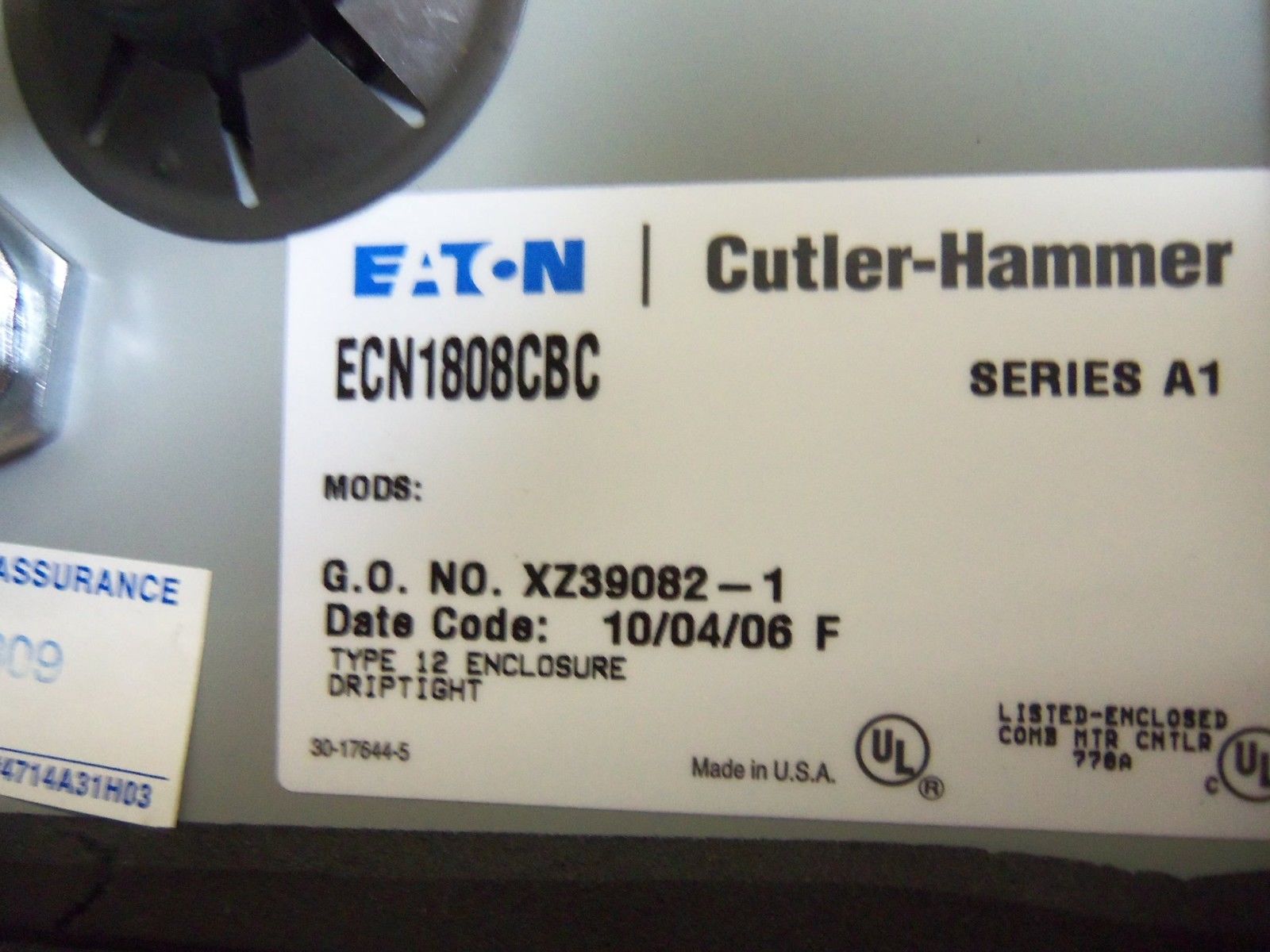 CUTLER HAMMER ECN1808CBC STARTER NSMP