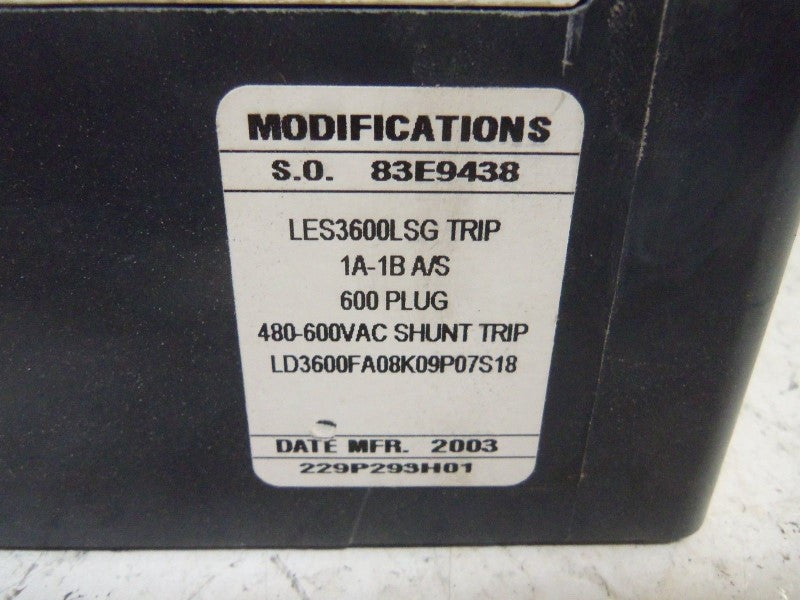 CUTLER HAMMER LD3600FA08K09P07S18  UNMP