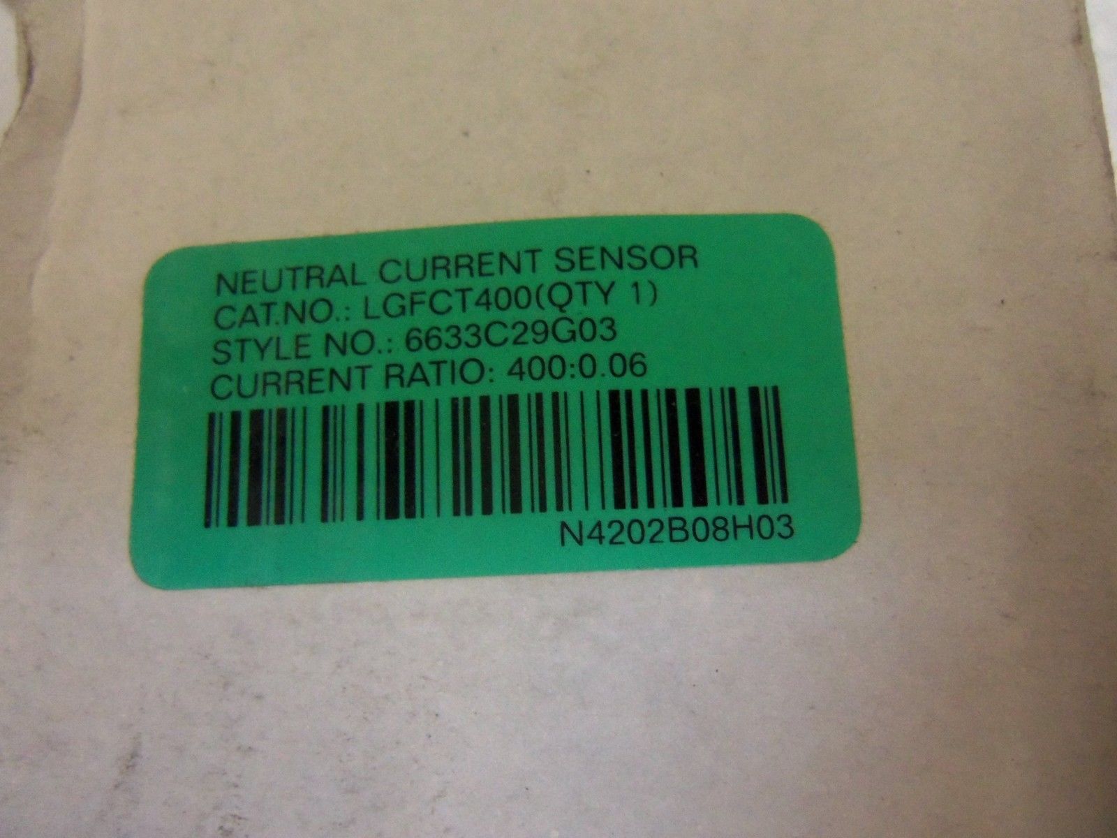 CUTLER HAMMER NEUTRAL CURRENT SENSOR LGFCT400 NSMP
