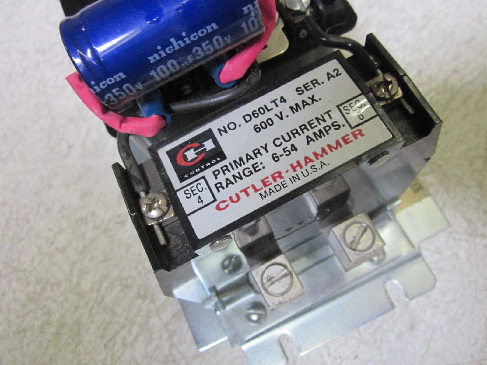CUTLER HAMMER PHASE REVERSAL UNBALANCE RELAY D60LA4 SER.A1 480V UNMP