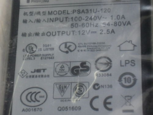 DATALOGIC PSA31U-120 SWITCHING AC ADAPTER 4004-0803 NSMP
