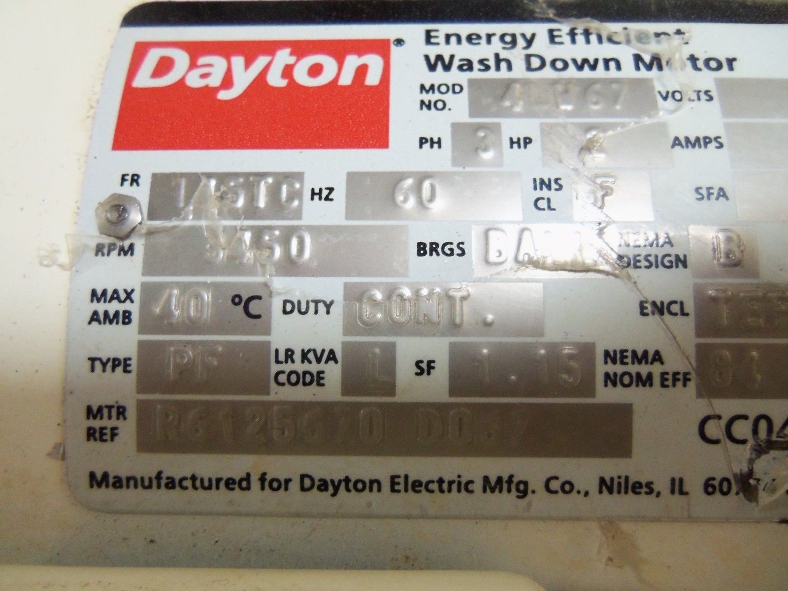 DAYTON 4LW67 MOTOR UNMP