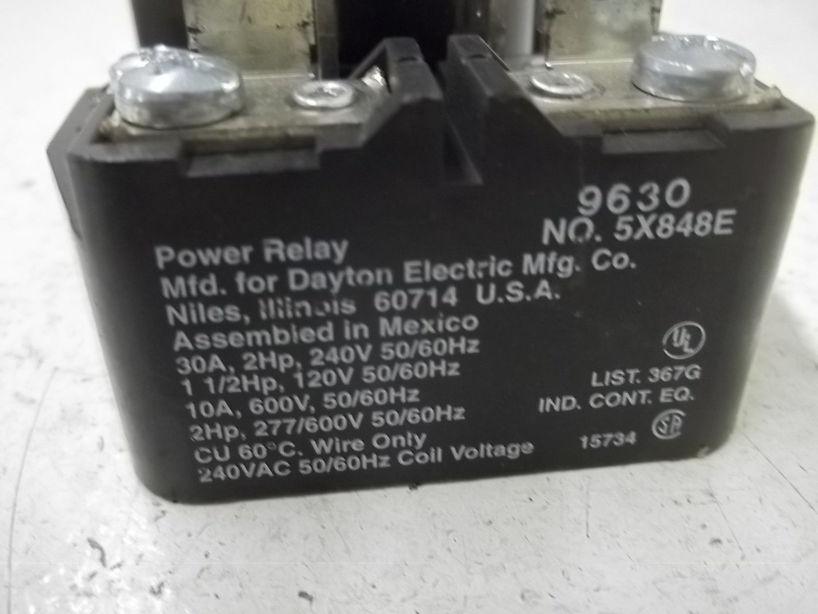 DAYTON 5X848E POWER RELAY UNMP