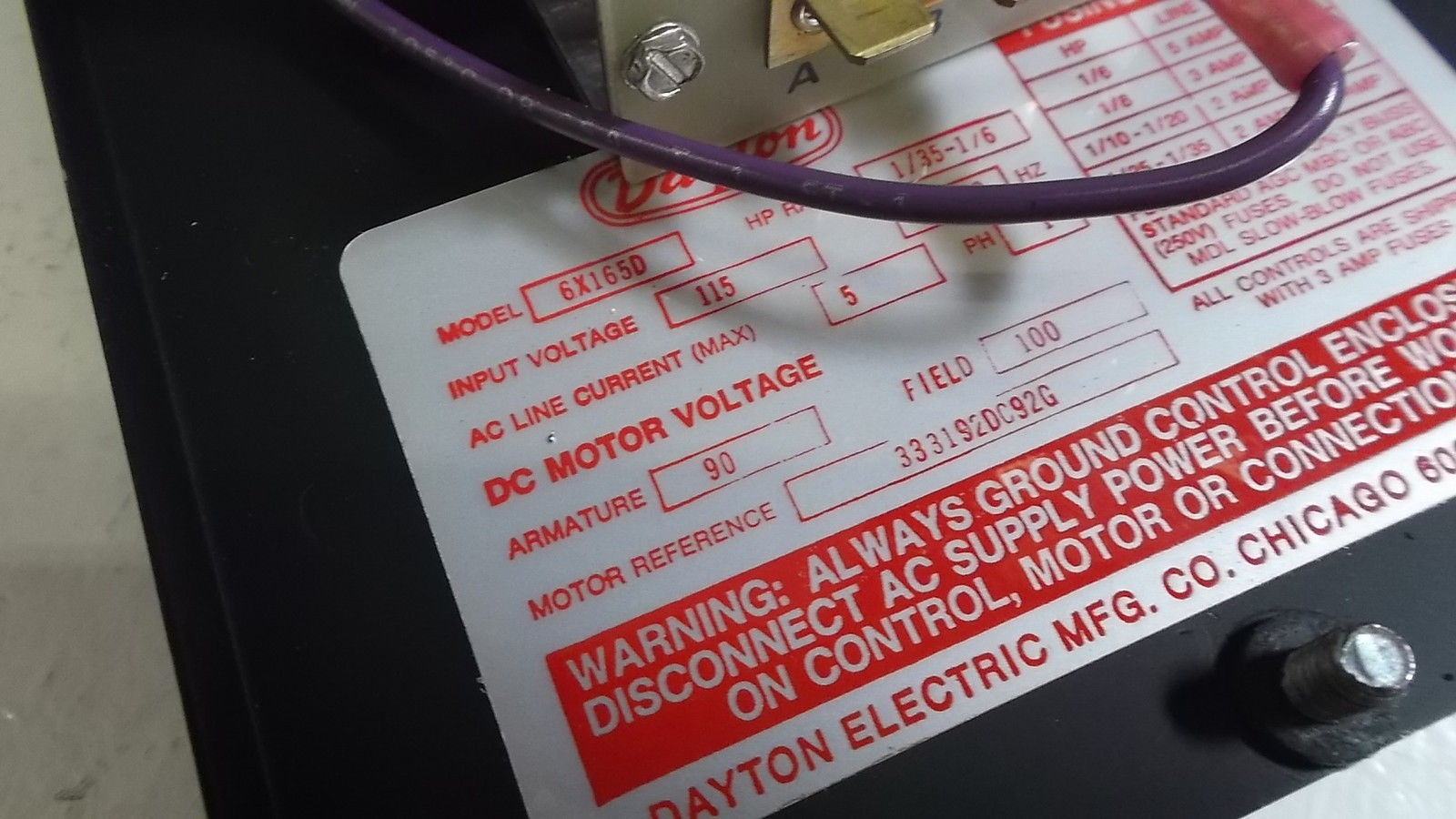 DAYTON CONTROL 6X16FD UNMP