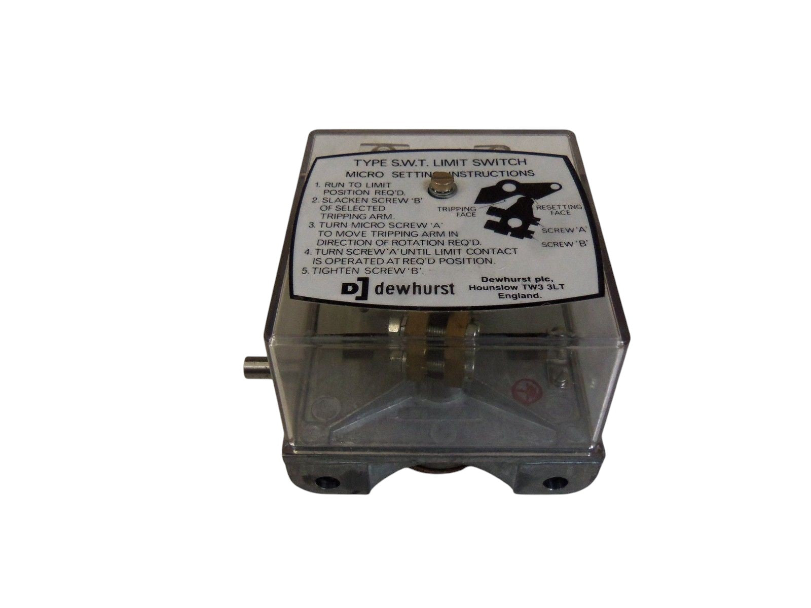 DEWHURST LIMIT SWITCH S.W.T 600V (CLEAR) UNMP