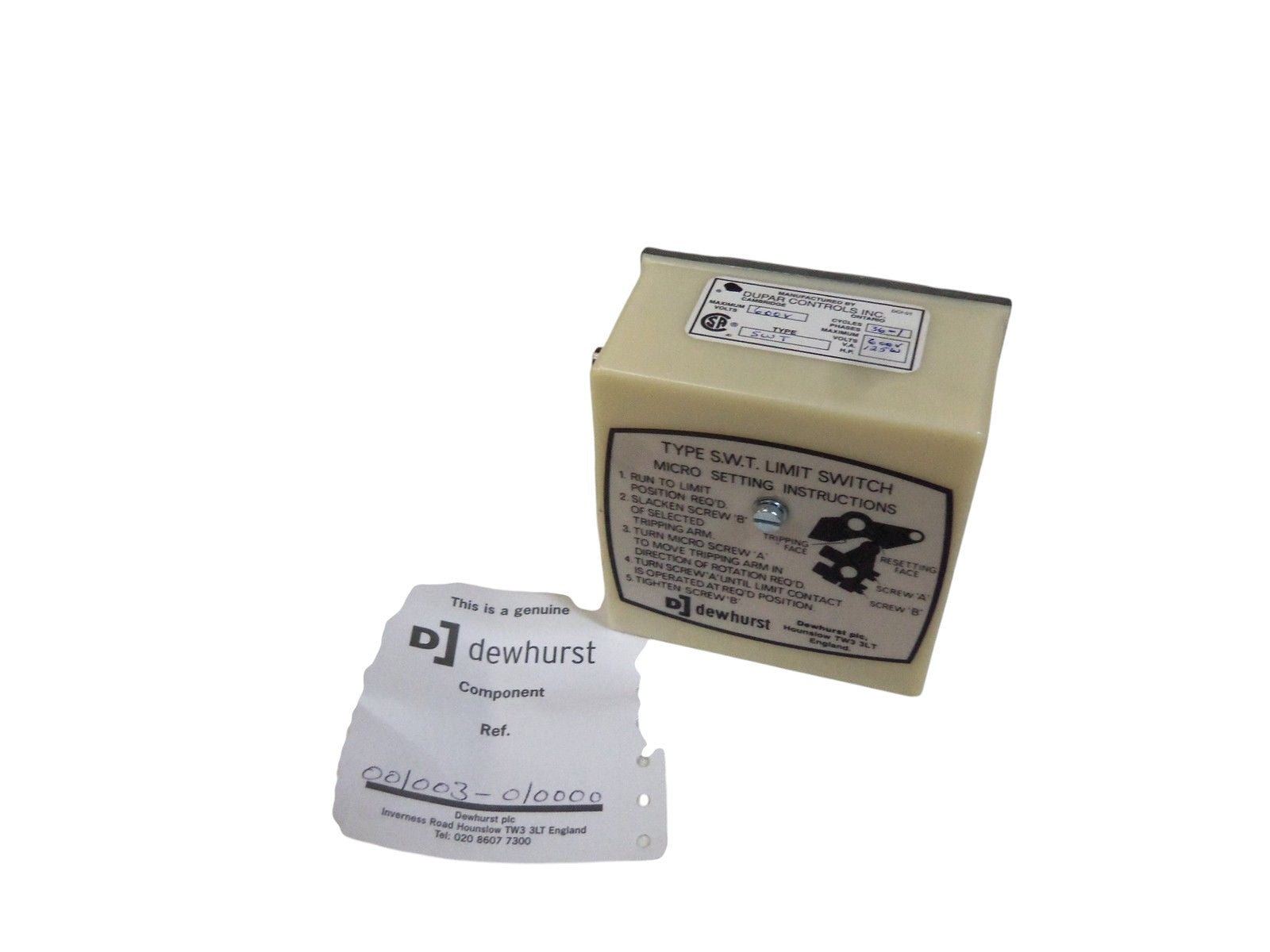 DEWHURST LIMIT SWITCH S.W.T 600V (BEIGE) NSNP