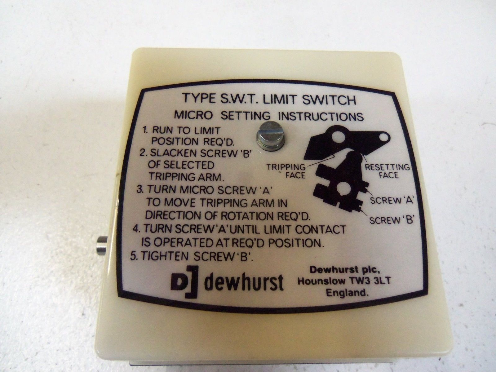 DEWHURST LIMIT SWITCH S.W.T 600V (BEIGE) NSNP