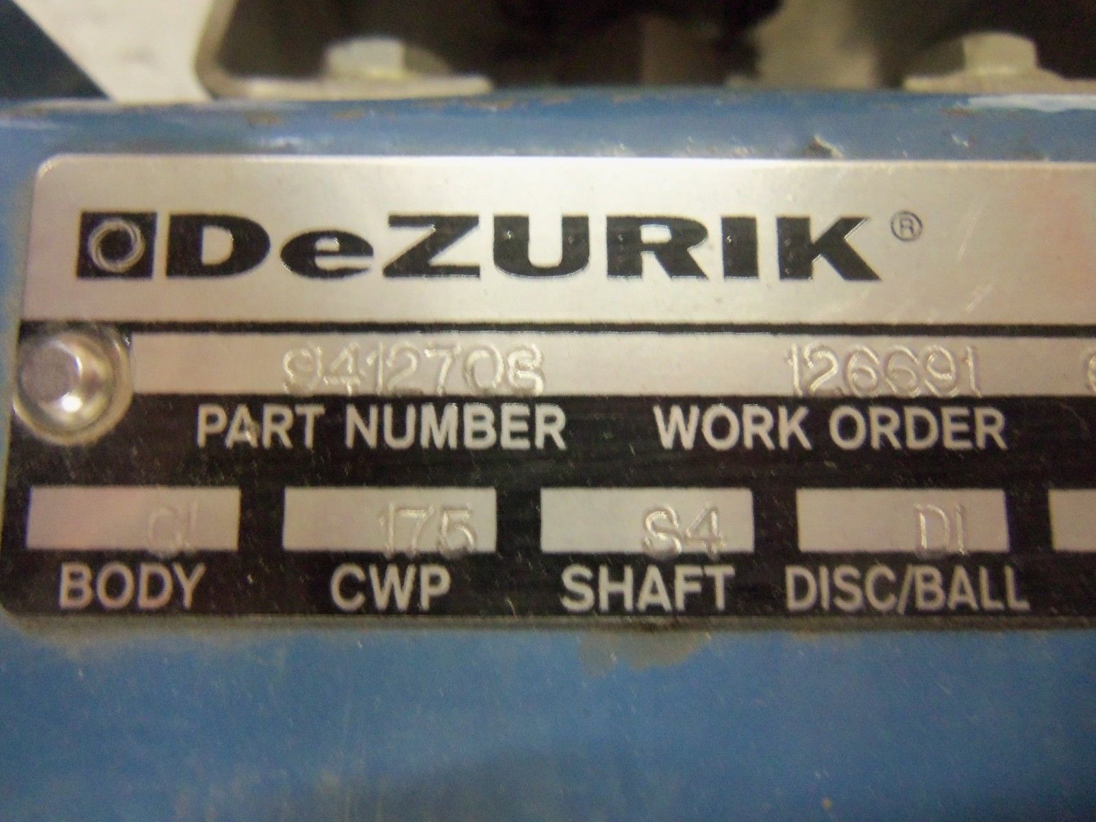 DEZURIK 9412708 VALVE UNMP