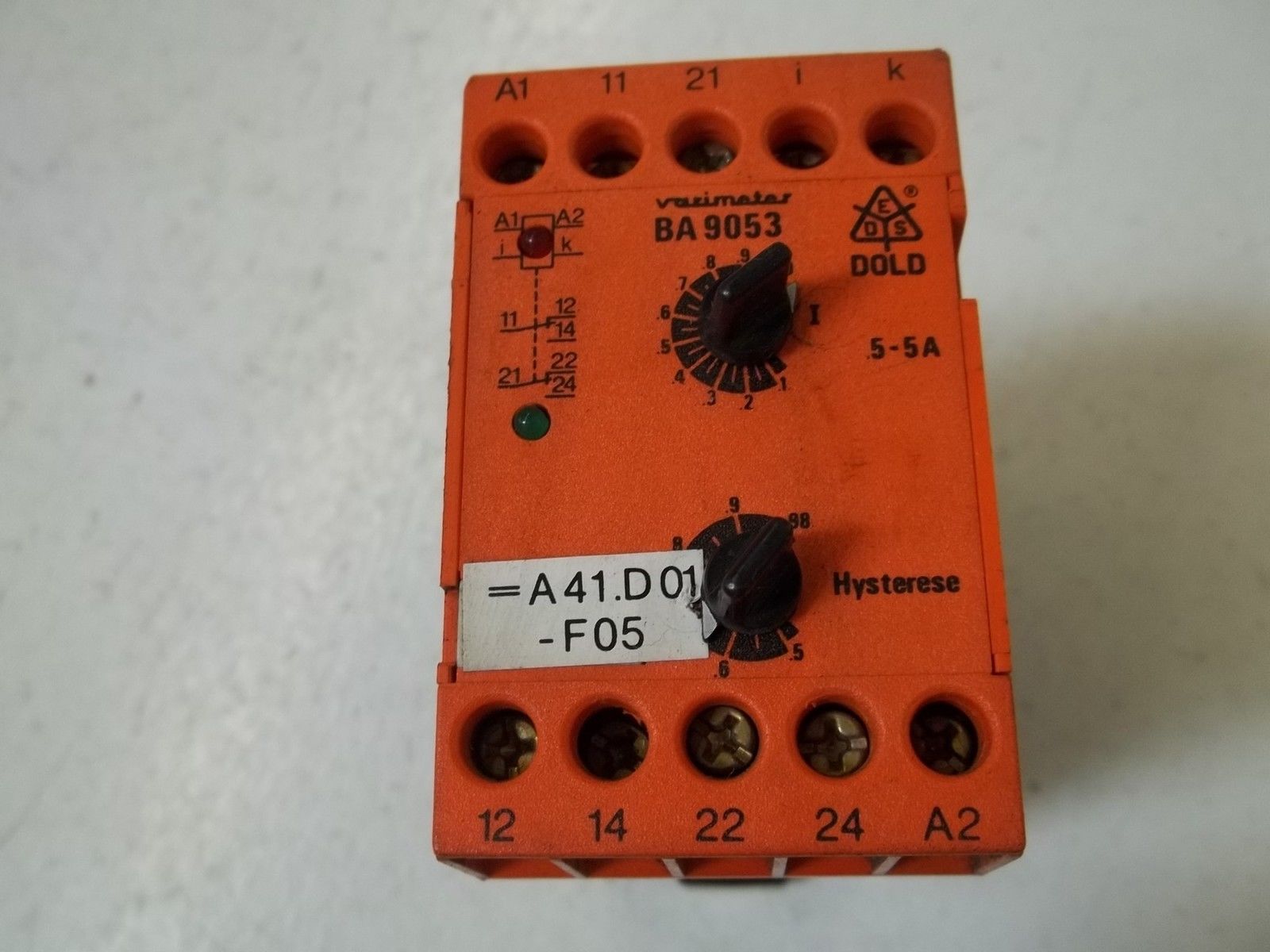 DOLD BA9053 VARIMETER 0-20S 0.1-1AMP 110-230V UNMP