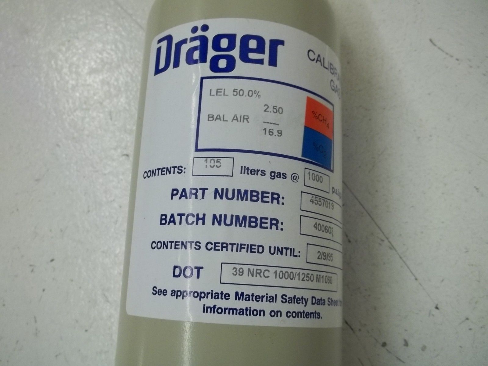 DRAGER 4557019 CALIBRATION GAS NSMP