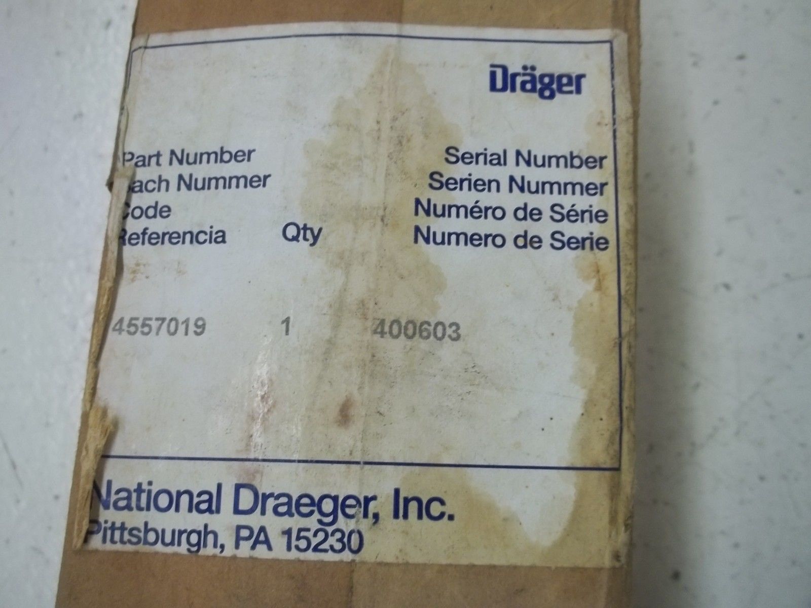 DRAGER 4557019 CALIBRATION GAS NSMP