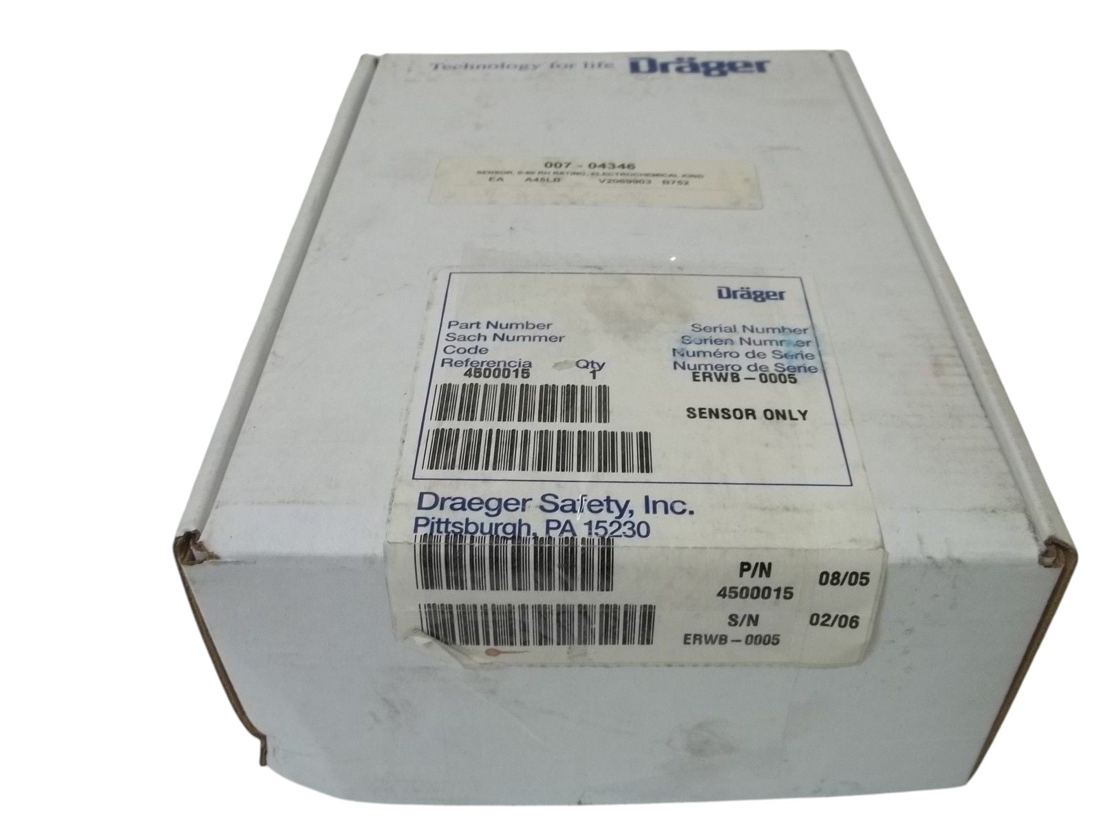 DRAGER SAETY INC. 4500015 SENSOR UNMP