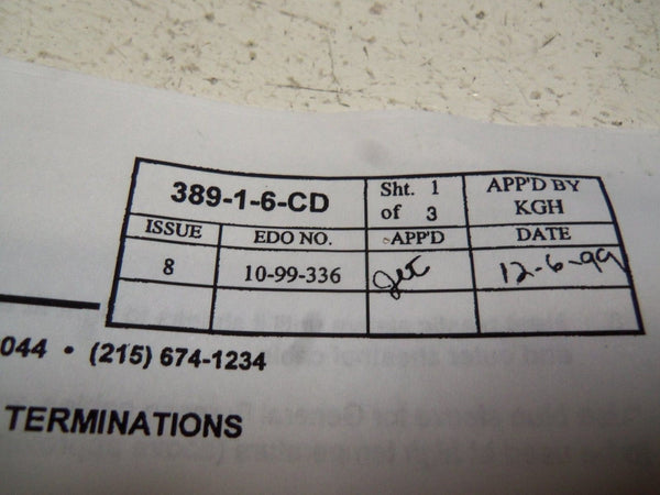 DREXELBROOK 389-1-6-CD CABLE END TERMINATION KIT NSNP