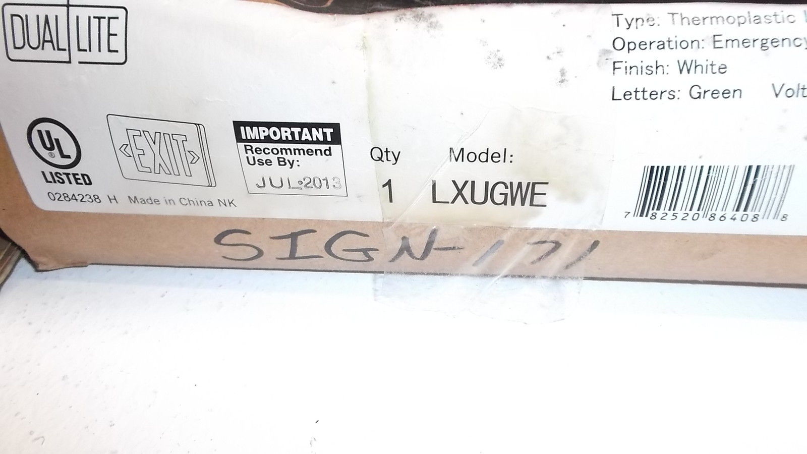 DUAL LITE EXIT SIGN LXUGWE *NEW IN BOX*