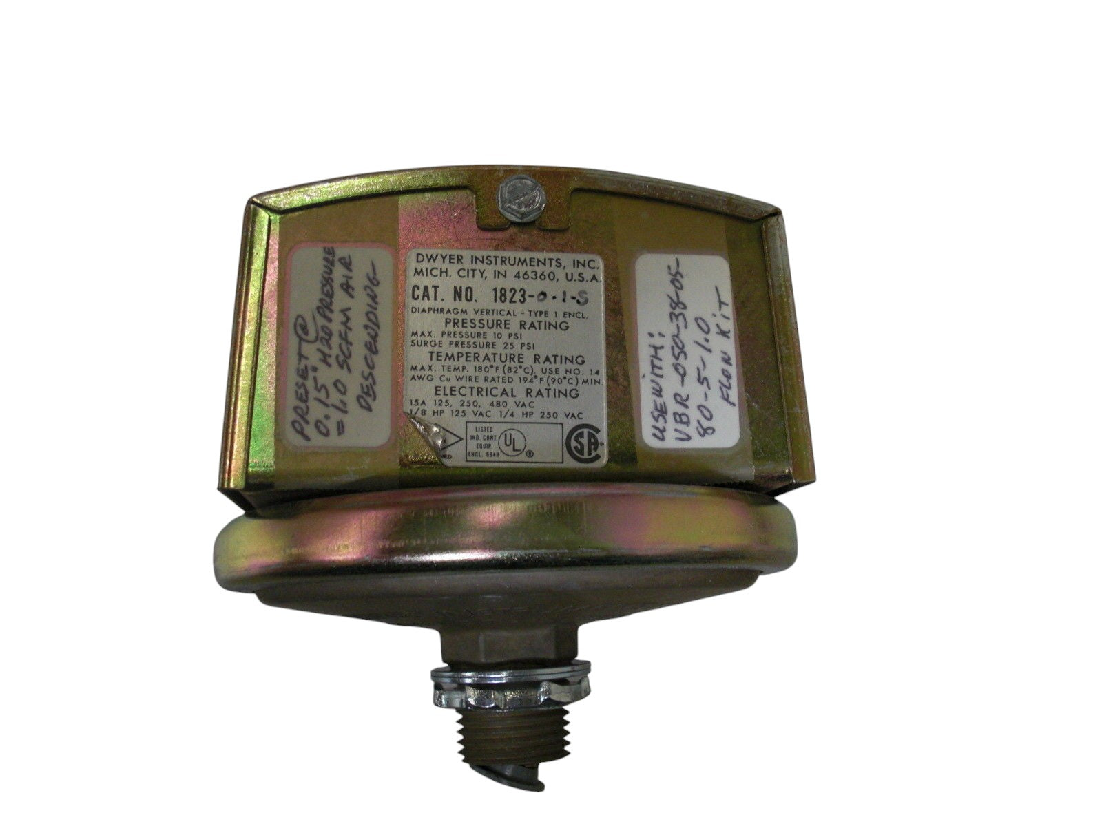 DWYER 1823-0-1-S PRESSURE SWITCH UNMP