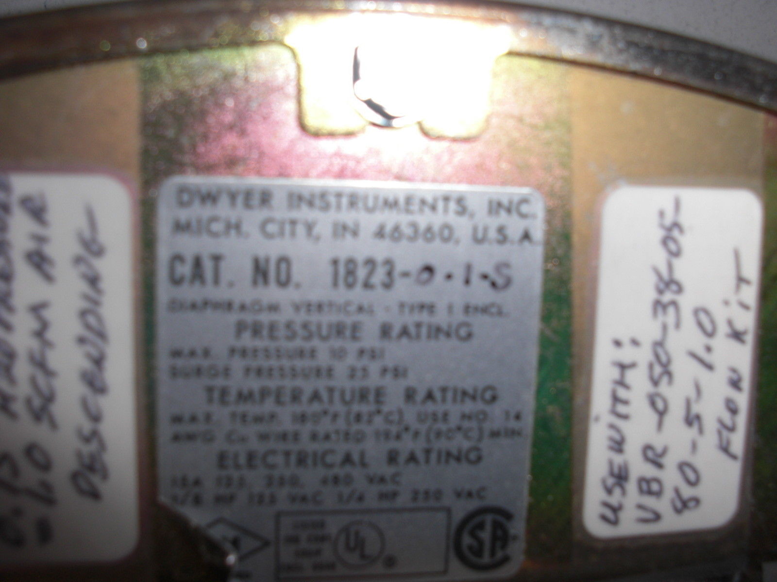 DWYER 1823-0-1-S PRESSURE SWITCH UNMP