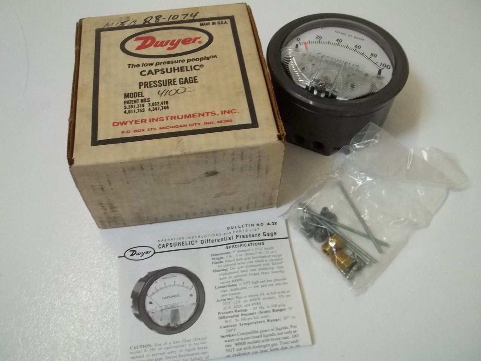 DWYER 4100C PRESSURE GAGE 0-100PSINSMP