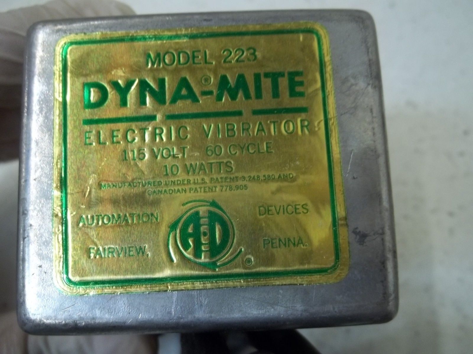 DYNA-MITE MODEL 223 ELECTRIC VIBRATOR 115 V 10WATTS UNMP