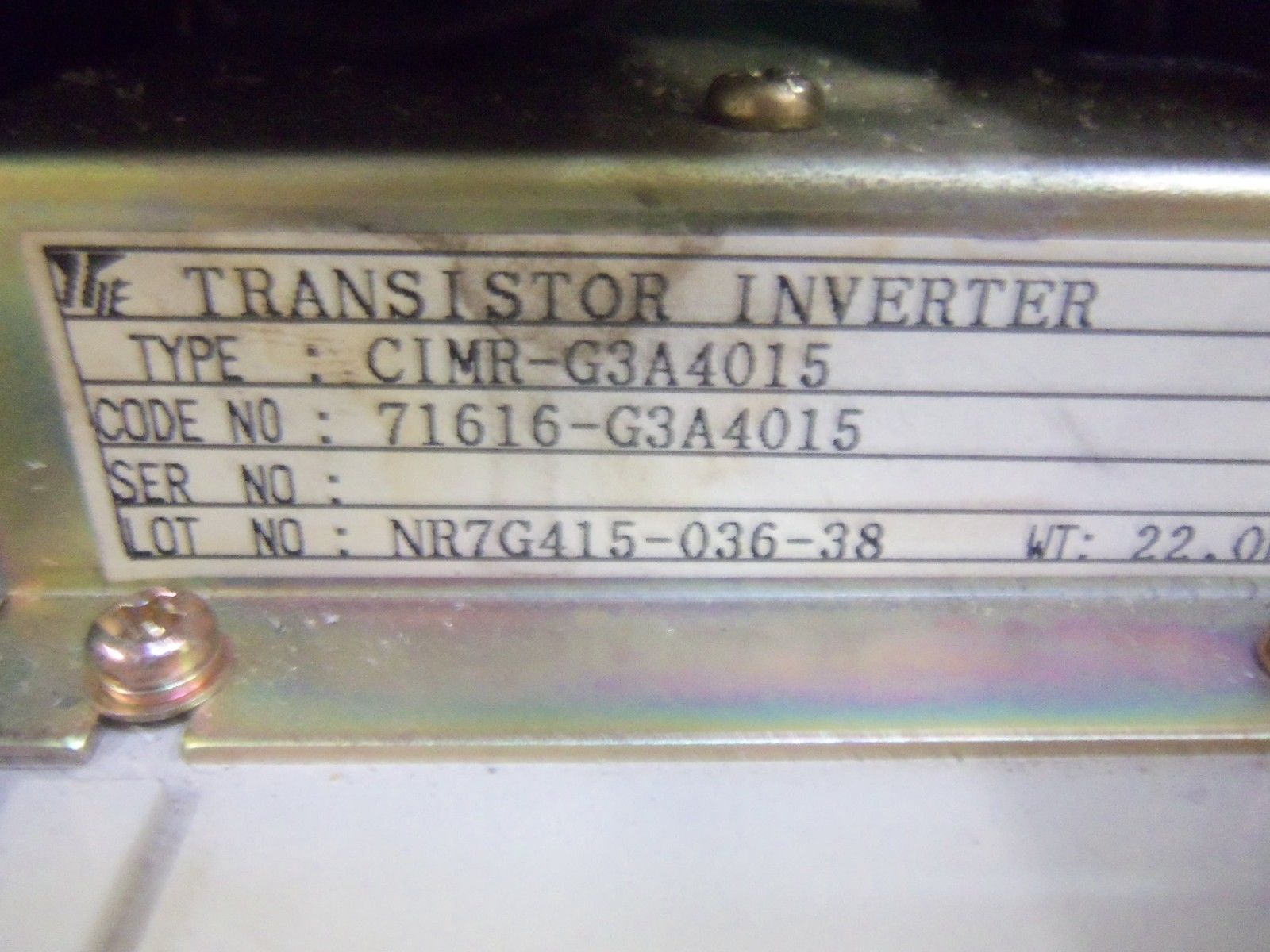 DYNAC CIMR-G3A4015 TRANSISTOR INVERTER UNMP