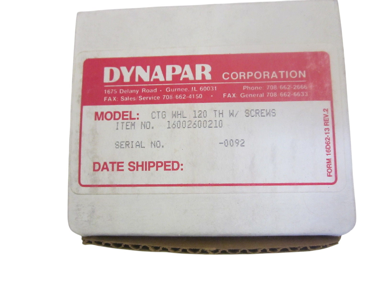 DYNAPAR 16002600210 COUNTING WHEEL GEAR, 120 TEETH, 5/8" BORE  NSMP