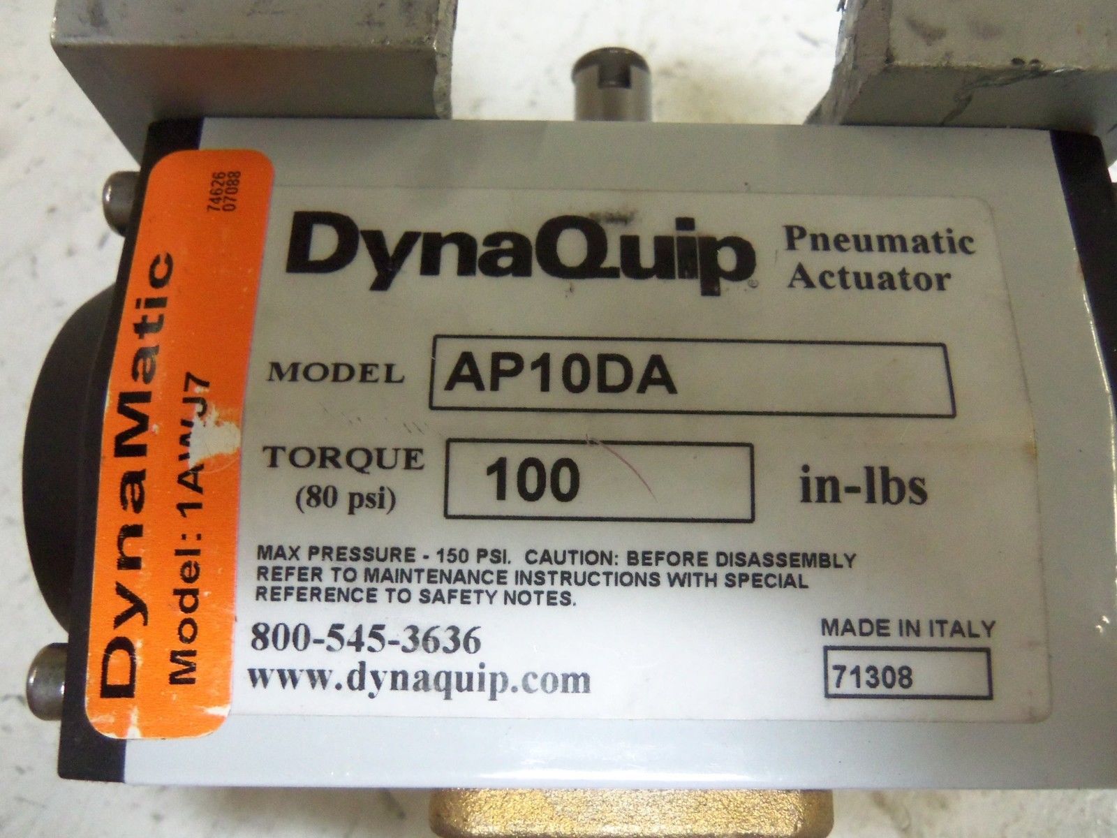 DYNA QUIP AP10DA BALL VALVE UNMP