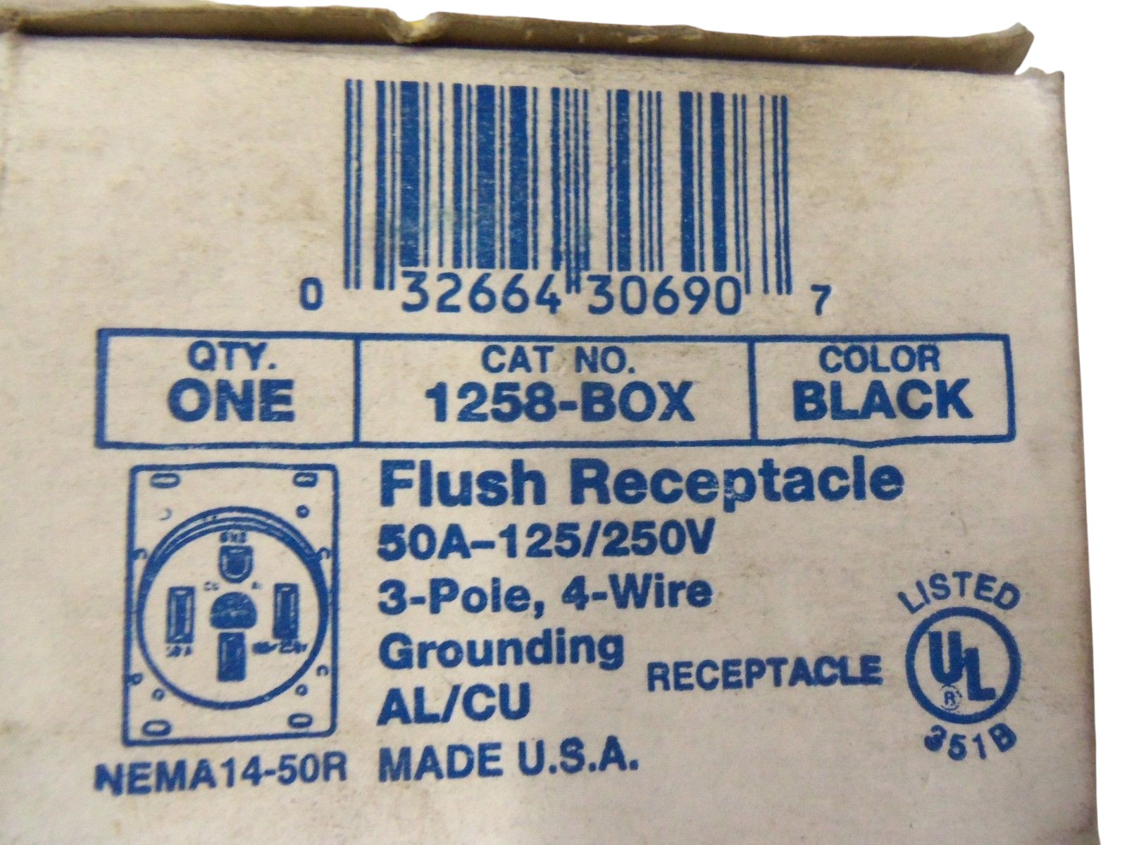 EAGLE FLUSH RECEPTACLE 1258-BOX UNMP