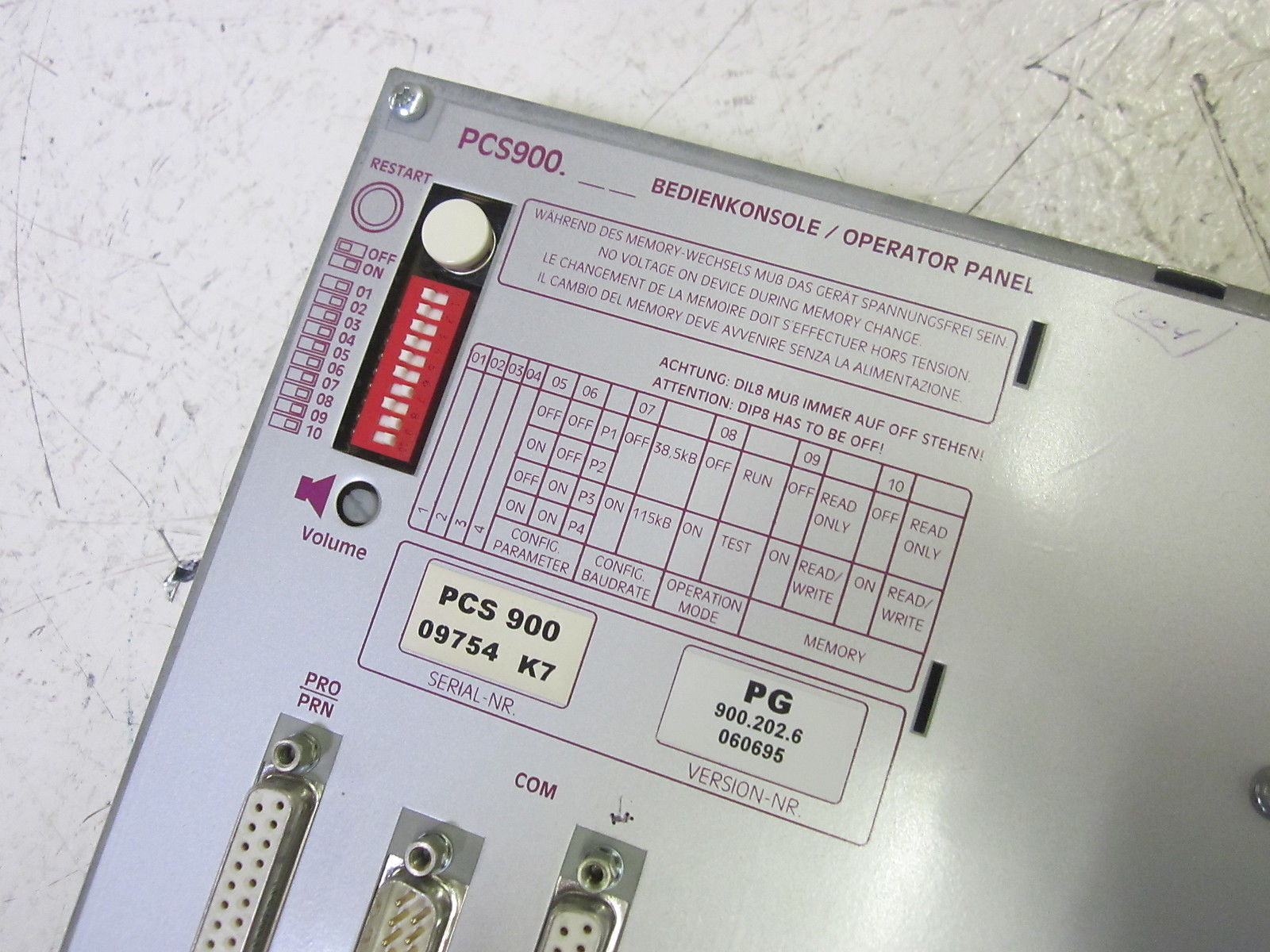EBERHARD PCS9000 OPERATOR PANEL(AS PICTURED) UNMP
