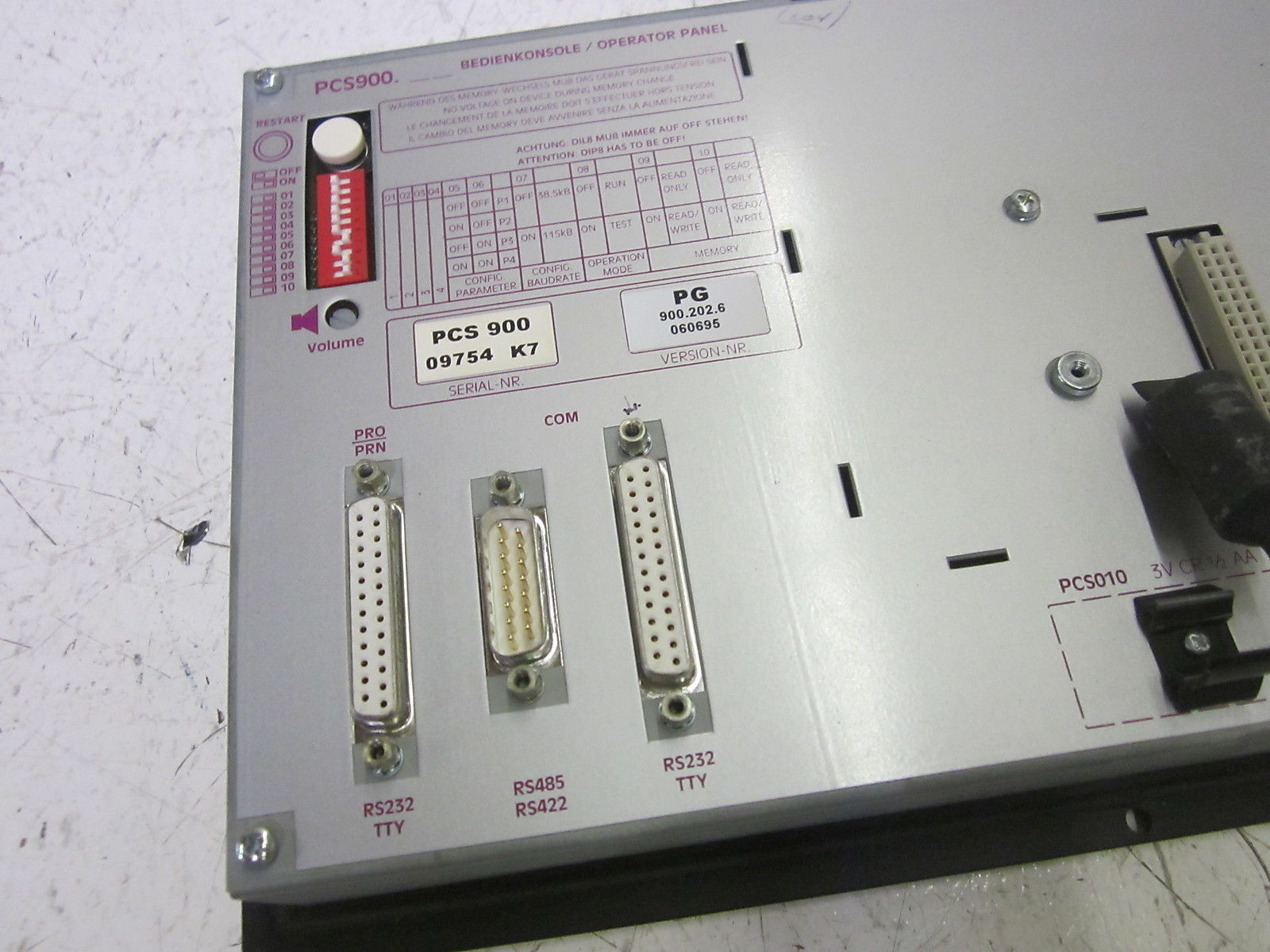 EBERHARD PCS9000 OPERATOR PANEL(AS PICTURED) UNMP