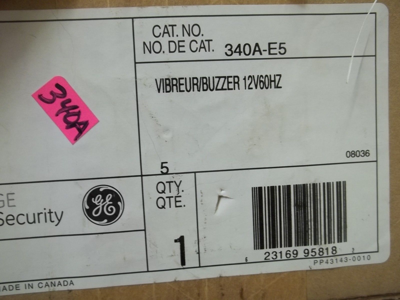 EDWARDS 340A-E5 VIBREUR/BUZZER 12V60HZ NSMP