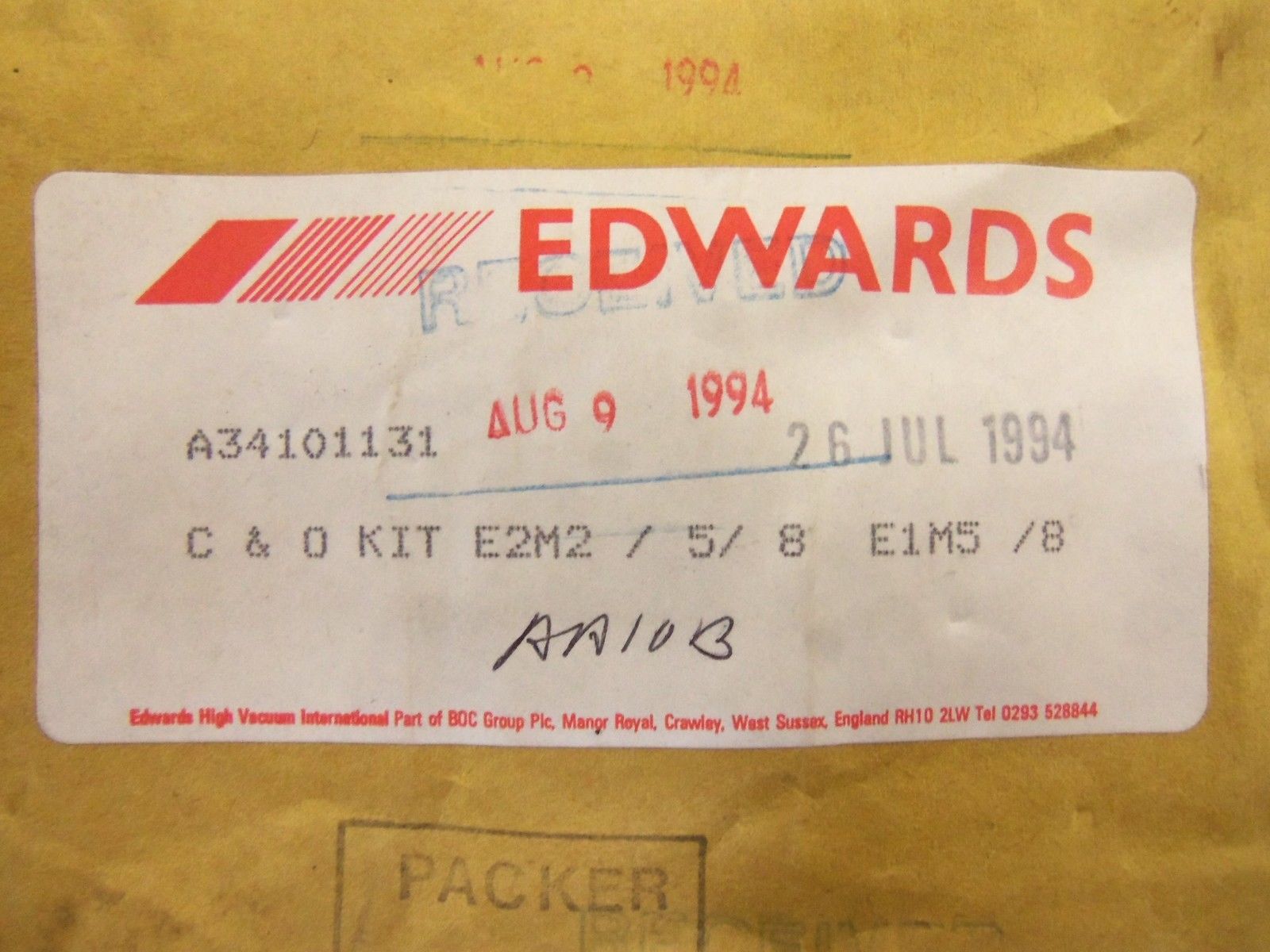 EDWARDS A34101131 REPAIR KIT NSNP