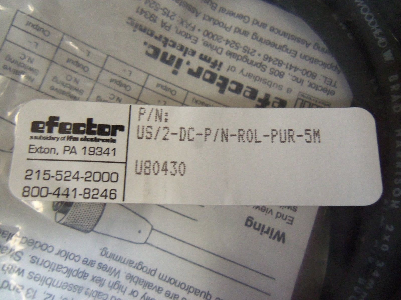 IFM EFECTOR U80430 CABLE CONNECTOR NSMP