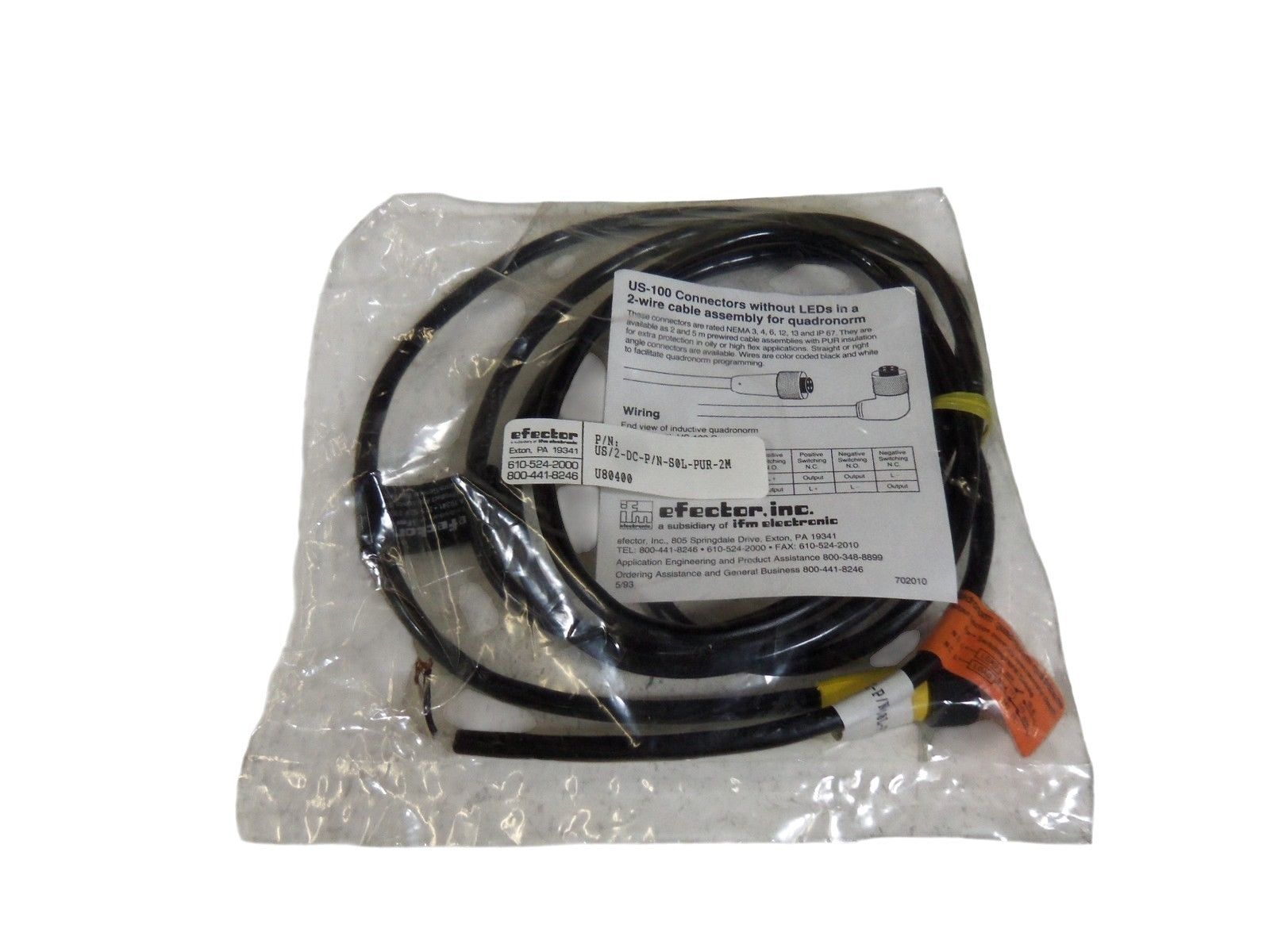 IFM EFECTOR U80400 CABLE CONNECTOR NSMP