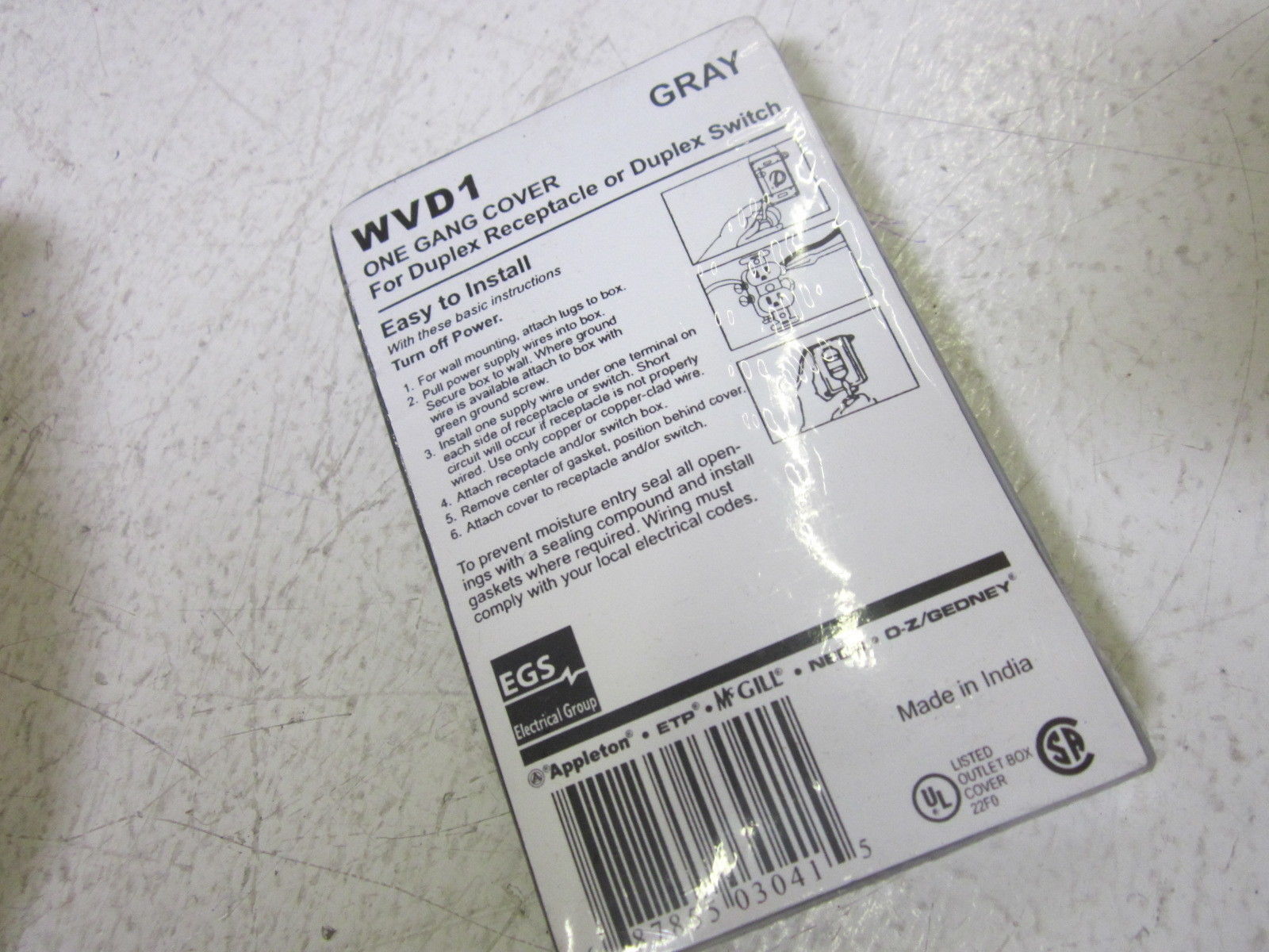 EGS ELECTRICAL GROUP WVD1 ONE GANG COVER FOR DUPLEX RECEPTACLE NSNP