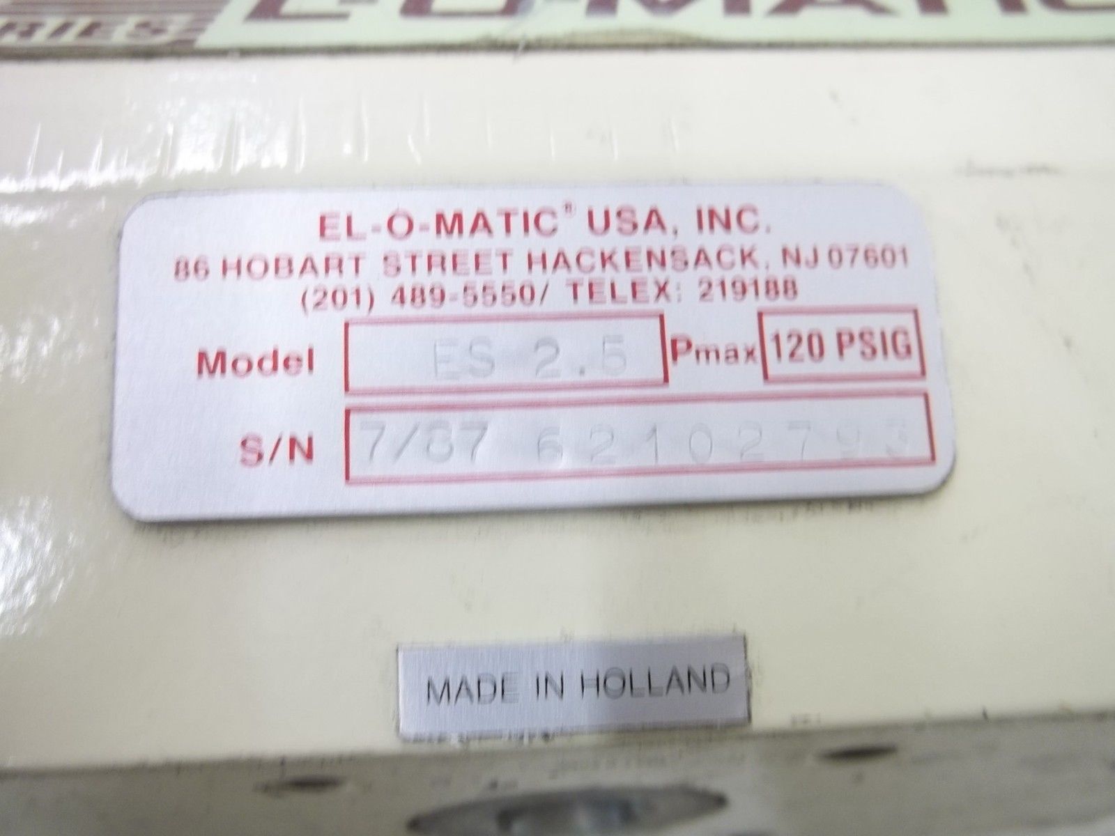 EL-O-MATIC ES2.5 PNEUMATIC ACTUATOR 120 PSIG UNMP