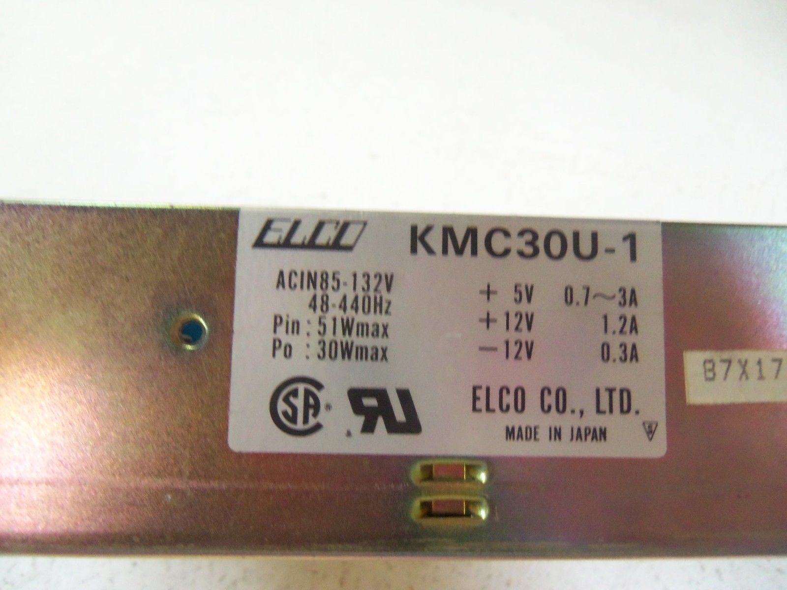 ELCO POWER SUPPLY KMC30U-1 UNMP