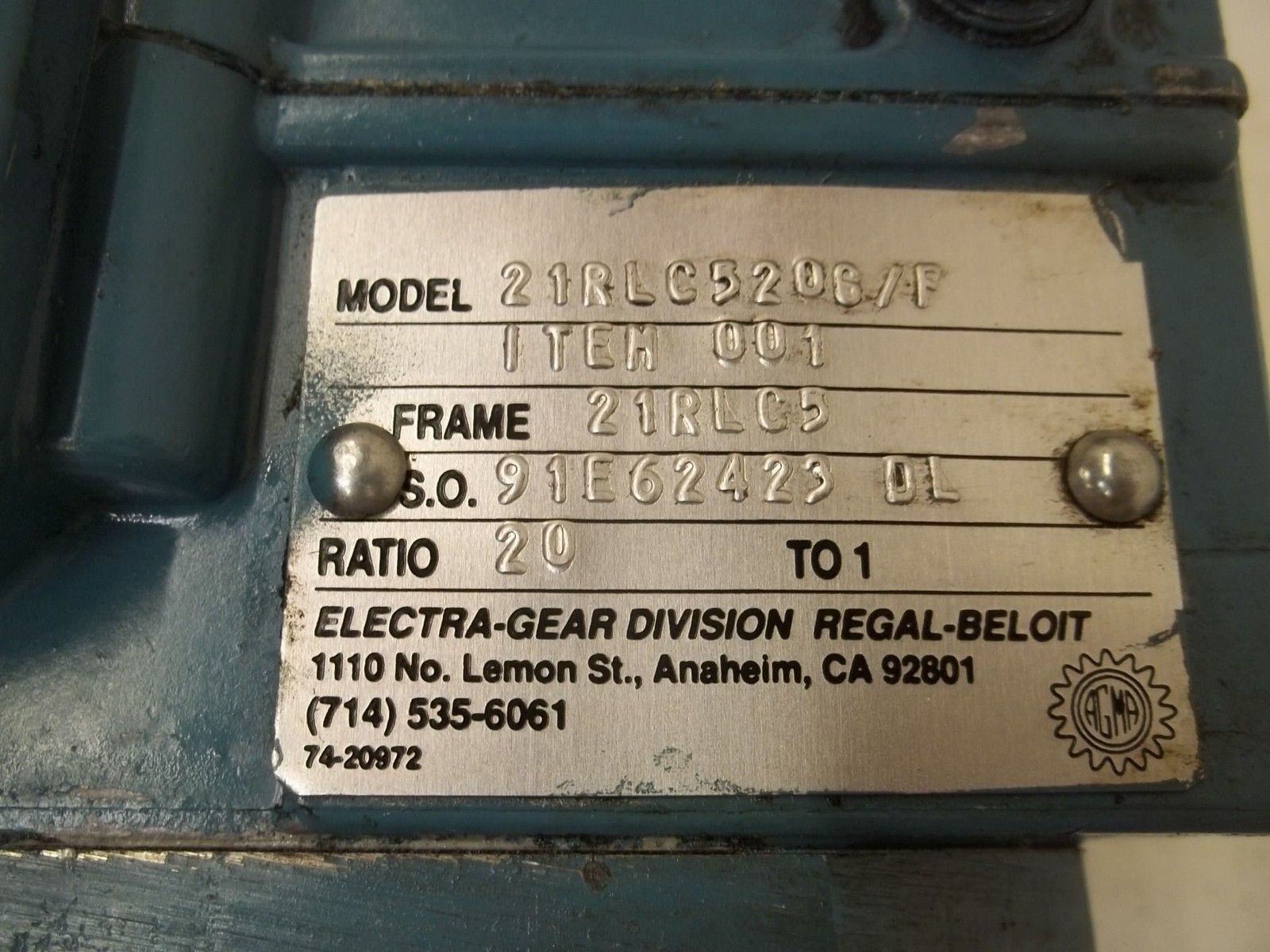 ELECTRA-GEAR 21RHLC5206/F UNMP