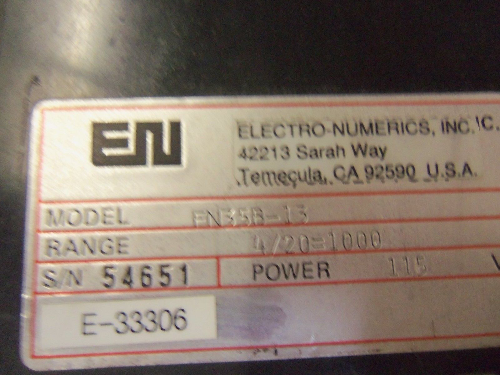 ELECTRO-NUMERICS PANEL METER EN35B-13 UNMP