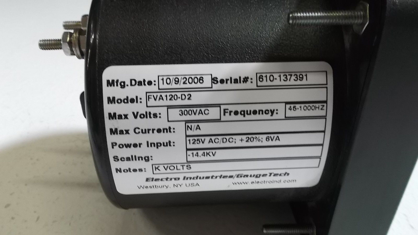 ELECTRO INDUSTRIES FVA120-D2 UNMP