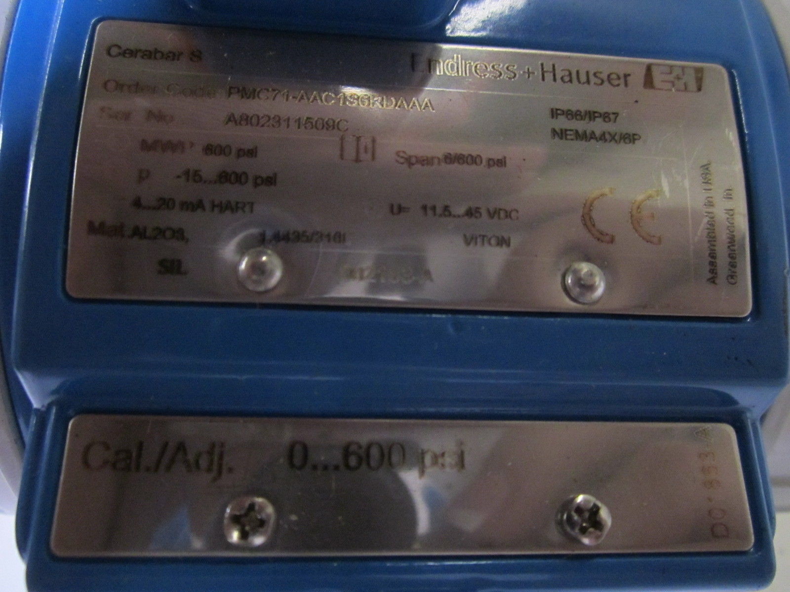 ENDRESS+HAUSER CERABAR S PMC71-AAC1S6RDAAA PRESSURE TRANSMITTER NSNP