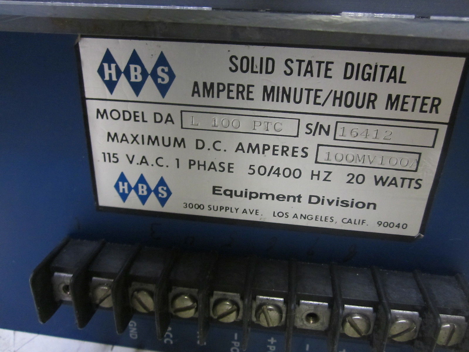 EQUIPMENT DIVISION DAL100 PTC SOLID STATE DIGITAL AMPERE MIN./HR. 115V UNMP