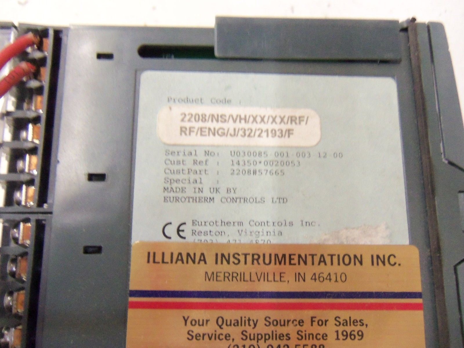 EUROTHERM 2208/NS/VH/XX/XX/RF/RF/ENG/J/32/Z193/F *USED*