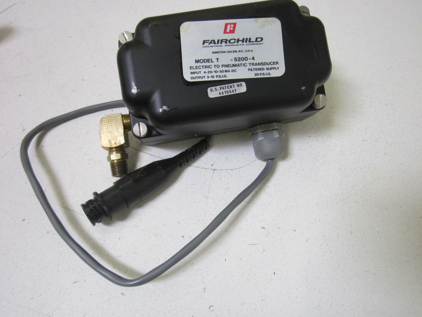 FAIRCHILD T-5200-4 ELECTRIC TO PNEUMATIC TRANSDUCER *USED*
