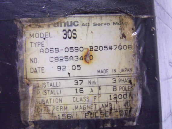 FANUC A06B-0590-B205#7008 SERVO MOTOR UNMP