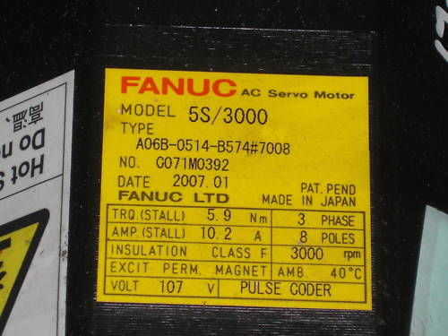FANUC AC SERVO MOTOR A06B-0514-B574#7008 UNMP