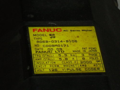 FANUC AC SERVO MOTOR A06B-0314-B106 AS IS