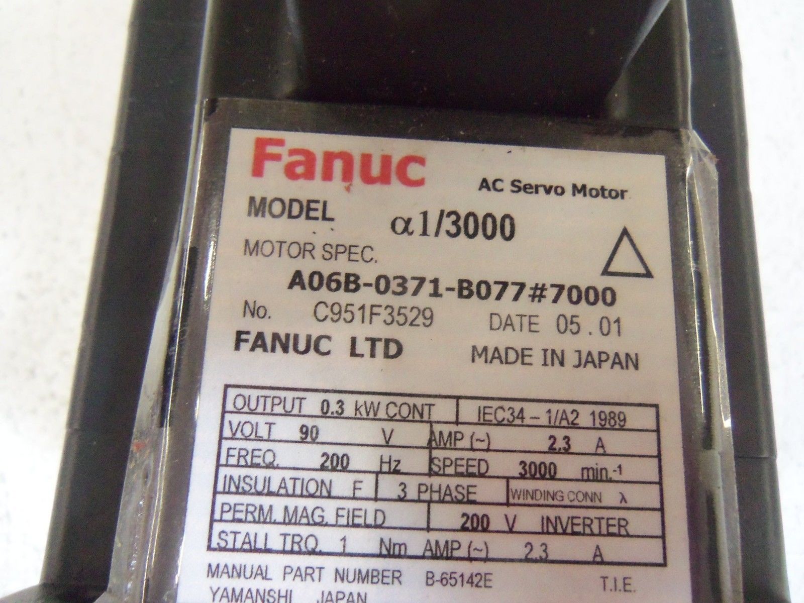 FANUC AC SERVO MOTOR A06B-0371-B077 #7000 UNMP