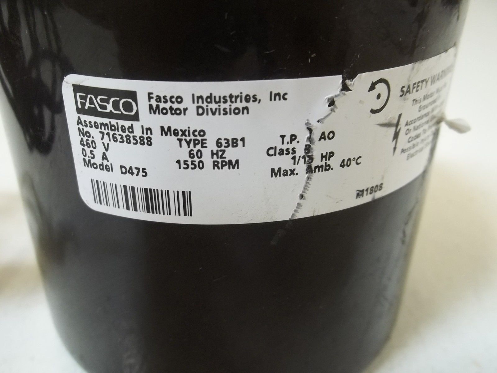 FASCO INDUSTRIES, INC. 72638588 MOTOR UNMP