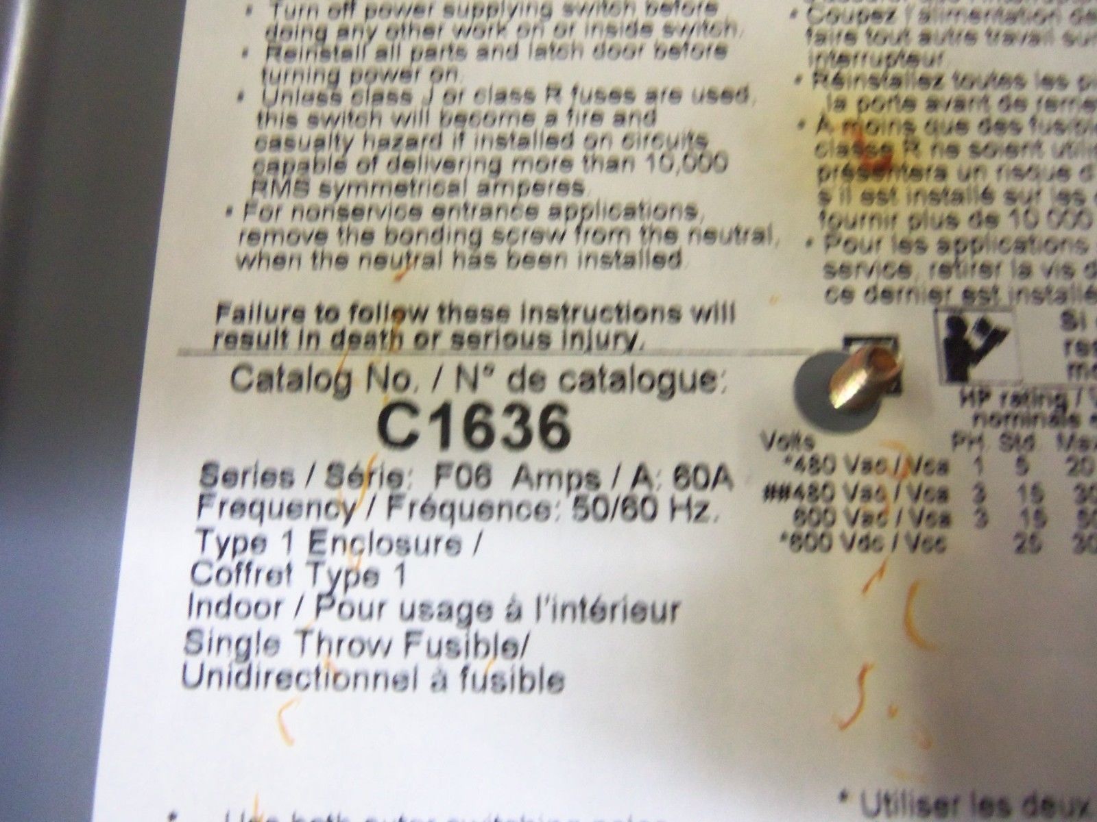 FEDERAL PIONEER C1636 SAFETY SWITCH UNMP