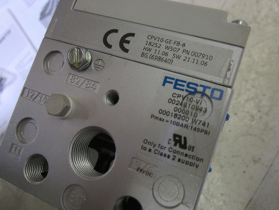 FESTO  MANIFOLD W/ TERMINAL VALVES CPV10-GE-FB-8 , CPV10-VI *NEW NO BOX*