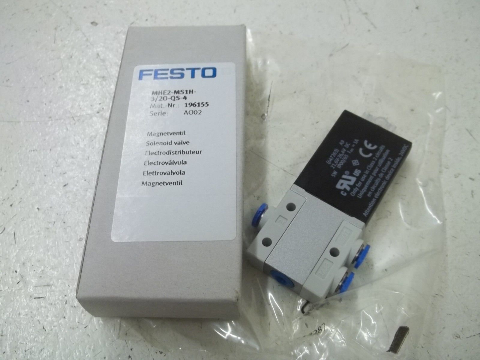 FESTO MHE2-MS1H-3/20-QS-4 SOLENOID VALVE NSMP
